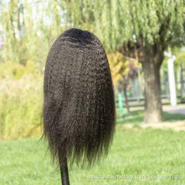 Wholesale Yaki Wig Vendor 100% Malaysian Hair Wig 150% 180% Density Kinky Straight 4*4 Closure Front Lace Wig